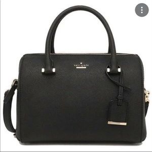 Kate Spade black leather satchel purse with removable cross body strap